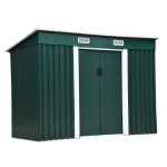 Outsunny Casetta da Giardino Porta Utensili in Lamiera di Acciaio, Capanno da Giardino in Acciaio con Porte Scorrevoli, 255x133x182cm, Verde