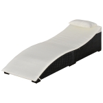 Outsunny Lettino Sdraio Prendisole Pieghevole in PE Rattan Nero con Materassino Bianco Crema