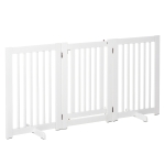 PawHut Cancellino per Cani Pieghevole a 3 Pannelli, Porta Centrale con Blocco, Struttura in MDF, 155x76cm Bianco