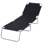 Outsunny Sdraio da Giardino Pieghevole in Metallo e Tessuto Oxford, Lettino Prendisole Traspirante 187L x 55P x 24Acm Nero