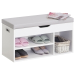 HOMCOM Mobile Scarpiera Salvaspazio con Panca Contenitore Imbottita e Vani Aperti 80x30x43cm, Bianco