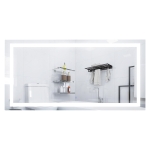kleankin Specchio Bagno con Luce LED, Sistema Antiannebbiamento e Interruttore Touch, Vetro e Alluminio, 120x60x4cm