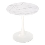 HOMCOM Tavolo da Pranzo Rotondo Multiuso Effetto Marmo Φ70cm Bianco