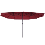 Outsunny Ombrellone da Giardino 460x270x240cm Doppio con Apertura a Manovella, Acciaio e Poliestere Rosso Vino