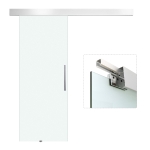HomCom Porta Scorrevole in Vetro Temperato Satinato con Binario, 90x205cm