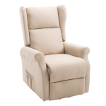 Homcom Poltrona Alzapersona Relax Elettrica e Reclinabile con Telecomando Bianco Crema