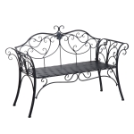 Outsunny Panchina da esterno Biposto in Metallo, 133x51.5x90cm, Nero