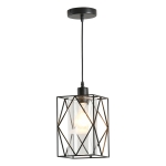 HOMCOM Lampadario Stile Geometrico in Metallo Nero con Cavo Regolabile