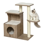 PawHut Albero Tiragraffi per Gatti Adulti con Cuccia in Legno e Corda Sisal