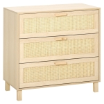 HOMCOM Cassettiera con 3 Cassetti in Rattan Color Legno Naturale 80x40x80cm