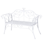 Outsunny Panchina in Metallo da Giardino, Panca da Giardino 2 Posti, 134x51x89cm - Bianco