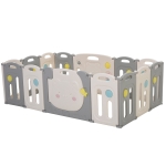 HOMCOM Box Recinto per Bambini +6 Mesi con 14 Pannelli a Incastro e Serratura, Grigio e Bianco