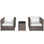 Outsunny Set Arredo per Esterni in PE Rattan Divanetti e Tavolino con Piano in Vetro Marrone