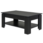 Homcom Tavolino da Caffè a 2 Livelli in Legno Nero 110x65x47cm