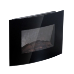 HomCom Camino Elettrico da Parete Potenza 900W / 1800W in Ferro e Vetro Temperato 65x11x52cm Nero