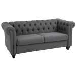 HOMCOM Divano Chesterfield 2 Posti con Rivestimento in Tessuto Grigio