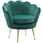 HOMCOM Poltrona Vintage di Design in Velluto Verde, Poltroncina da Camera con Schienale Alto 76x67x74cm