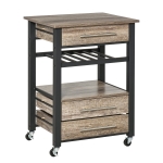 HOMCOM Carrello da Cucina Portavivande Legno Truciolato, 60x50x84.5cm, Marrone