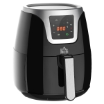 HOMCOM Friggitrice ad Aria Calda 3.5L, 7 Programmi, Temperatura Regolabile 80-200°C, 1500W, Friggitrice Senza Olio con Timer 60 minuti, Touchscreen