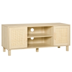 HOMCOM Mobile Porta TV con Vani Aperti e Ante in Rattan Color Legno 115x40x48cm
