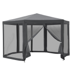 Outsunny Hexagonal Metal Netting Gazebo Patio Outdoor Canopy Party Activity Event Marquee