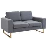 Homcom Divano a 2 Posti con Cuscini in tessuto di Lino Grigio, 145x82x78cm