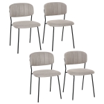 HOMCOM Set di 4 Sedie Moderne Imbottite e Impilabili, Rivestimento in Tessuto e Gambe in Metallo Khaki