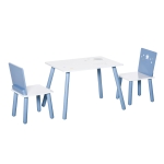 HOMCOM Tavolo con Sedie Bambini e Bambine 2-6 Anni in Legno Azzurro e Bianco