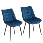 HOMCOM Set 2 Sedie Moderne Imbottite per Soggiorno Stile Nordico Velluto Blu