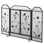 Homcom Parascintille Pieghevole per Camino in Acciaio Nero con 2 Porte a Chiusura Magnetica 125x80cm