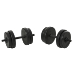 Homcom Set di Manubri per Allenamento a Casa in Tubi d’Acciaio e PE Plastica 8 Pezzi 20Kg - Nero
