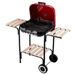 Outsunny Barbecue a Carbonella con Coperchio e Ruote in Acciaio Rosso Nero