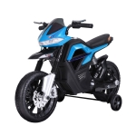 Homcom Moto elettrica bambini Doppia Sospensione con Musica e Luci per Bambini da 3 a 6 Anni Azzurra