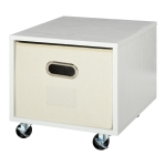 Vinsetto Cassettiera in Legno con Ruote e Cassetto Estraibile in Tessuto Bianco