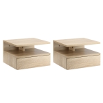 HOMCOM Set da 2 Comodini Sospesi per Camera da Letto con Cassetto e Mensola Superiore in Legno 35x32x22.5cm