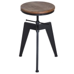 HOMCOM Sgabello da Bar Alto in Stile Industriale in Metallo e Legno Regolabile in Altezza 49-64cm