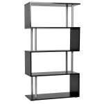 Homcom Libreria di Design Moderna 4 Ripiani, Nero, 80x30x145cm
