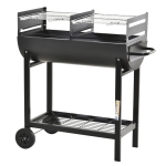 Outsunny Barbecue in Acciaio con 2 Griglie Indipendenti Nero 90cm x 45cm x 96cm