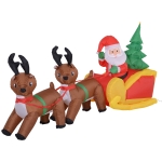Homcom Babbo Natale Gonfiabile con Slitta, Renne e Albero di Natale con Luci Led 210cm