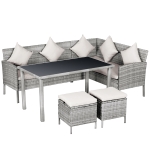 Outsunny set mobili da giardino in PE Rattan con 2 Divani 1 Tavolino 2 Sgabelli Grigio