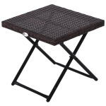 Outsunny Tavolino da Giardino Pieghevole in Rattan Sintetico e Acciaio Marrone