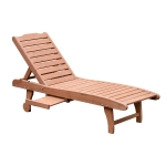 Outsunny Lettino Prendisole Sdraio in Legno con Ruote e Vassoio Estraibile 182L x 60P x 35Acm
