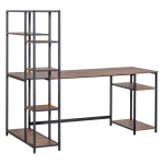 HOMCOM Scrivania con Libreria e Mensole in Stile Industriale, Metallo e MDF, 170x90x148.5cm, Nero e Color Noce