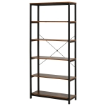 HOMCOM Libreria in Stile Industriale Vintage con 6 Mensole in Legno e Metallo Nero
