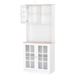 Homcom Credenza Moderna in Legno MDF Bianco con 2 Vetrinette 80 x 37 x 183 cm
