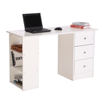 Homcom Scrivania con Cassetti e Ripiani Portaoggetti, Bianco, 120x49x72cm