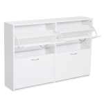 Homcom Scarpiera Salvaspazio Capacità 24 Paia in Legno, Bianco, 120x24x81cm