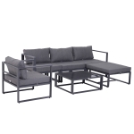 Outsunny Ensemble salon de jardin design contemporain style yachting 5 places avec coussins et table basse aluminium gris
