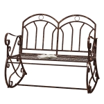 Outsunny Panchina a Dondolo da Giardino in Metallo a 2 Posti con Braccioli, 104x75x95.5cm, Colore Bronzo