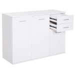Homcom Armadietto con 3 Ante e 2 Cassetti in Legno Truciolato, Bianco, 106x35x76cm
